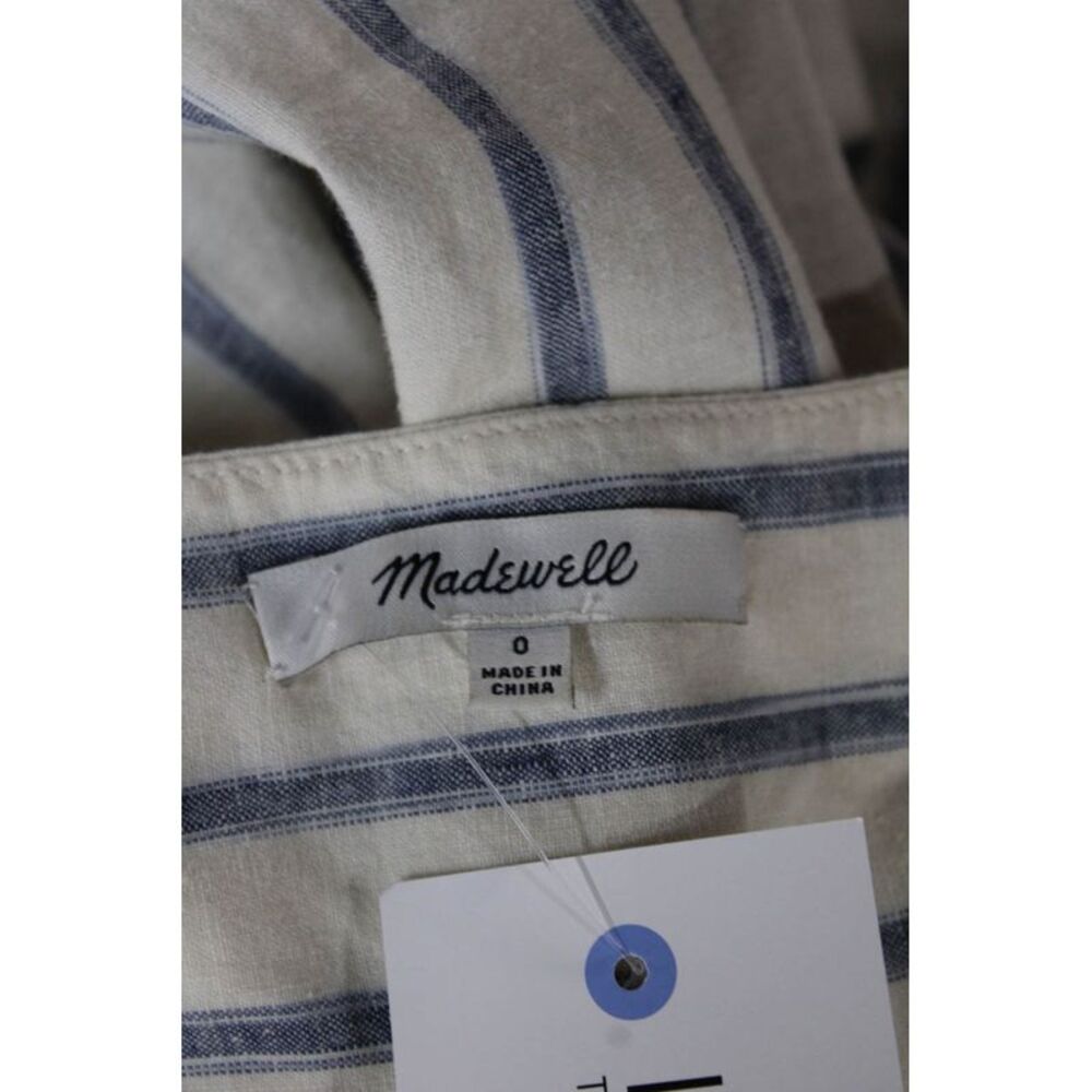 Madewell Women Jumpsuit Beige Striped V-Neck Sleeveless Linen Cotton Size 0 - Picture 5 of 5
